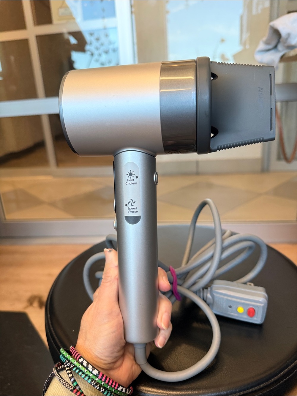 L'Oreal Air Pro Light -Silver Handheld Hair Dryer with Concentrator Nozzle